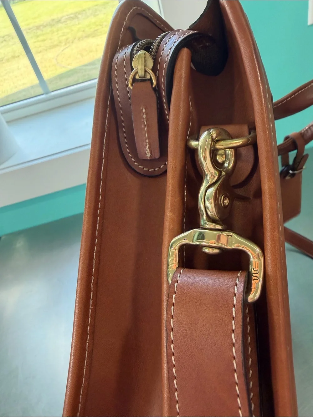 King Ranch Men's Leather Briefcase in Tan